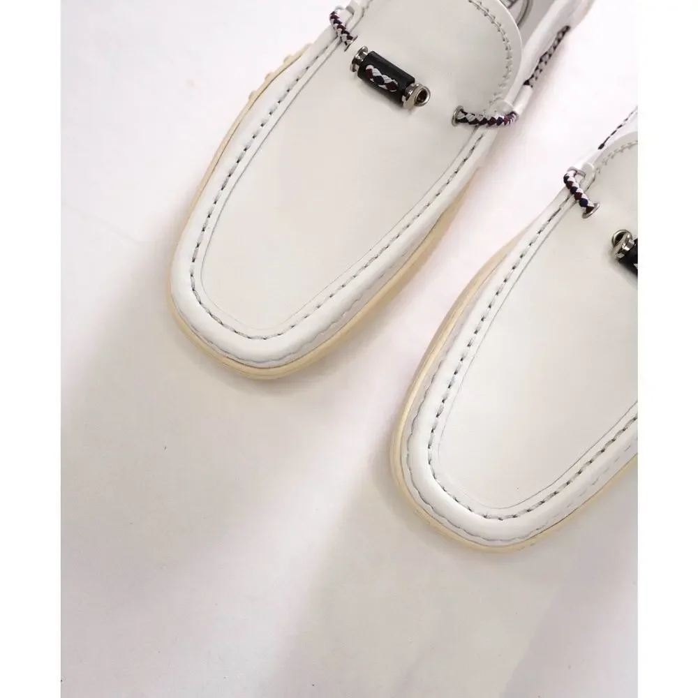 $995 TOD'S - White Leather Driving Loafers - US 7 (6UK)
